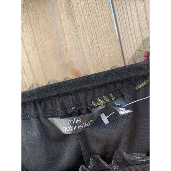 MLLE GABRIELLE floral summer day beach dress Sz XL black sheer embroidered‎ - Picture 5 of 7